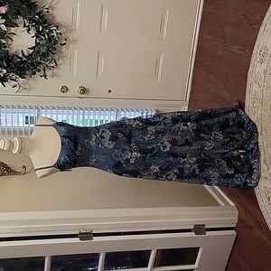 Dress the Population Umalina mineral blue multiBeaded FitFlare maxi dress S NEW…